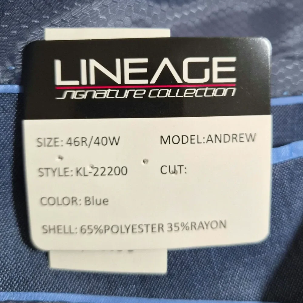 NWT Lineage Signature Collection Suit Jacket Blazer Mens 46R Blue Andrew Coat